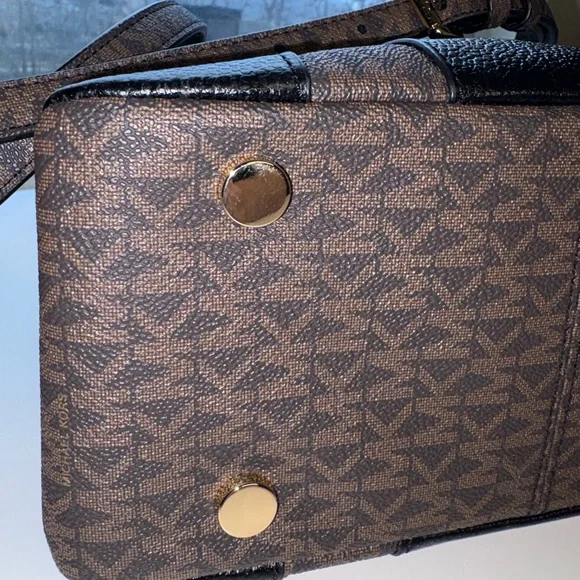 Michael Kors Black Pebbled Leather Satchel MK Logo Trim Crossbody NWOT - Picture 9 of 11